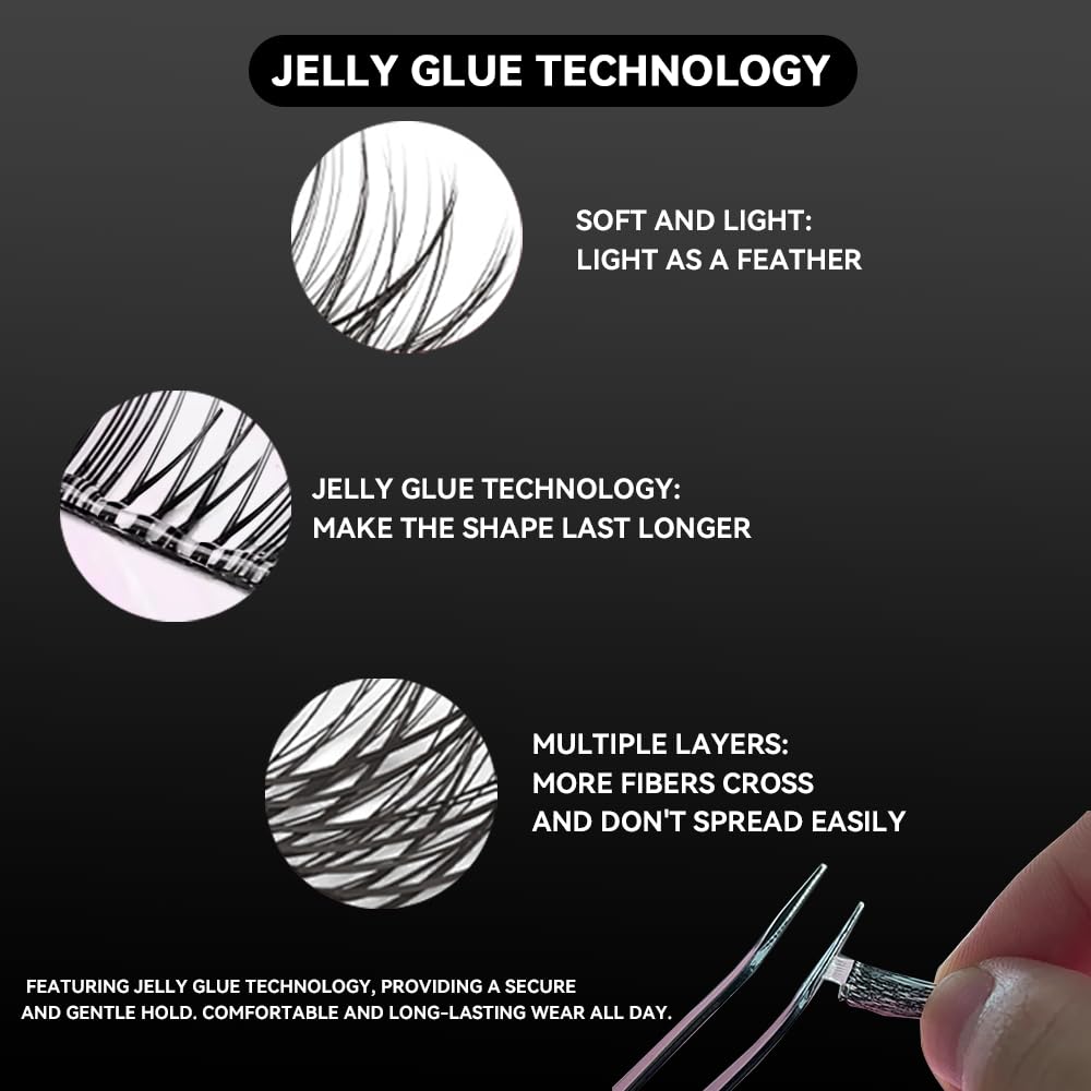 Detalle 2 de Glue-Free Wispy Lash Clusters Kit – 80 Pcs DIY Lash Extensions (10-18mm C Curl) with Tweezers