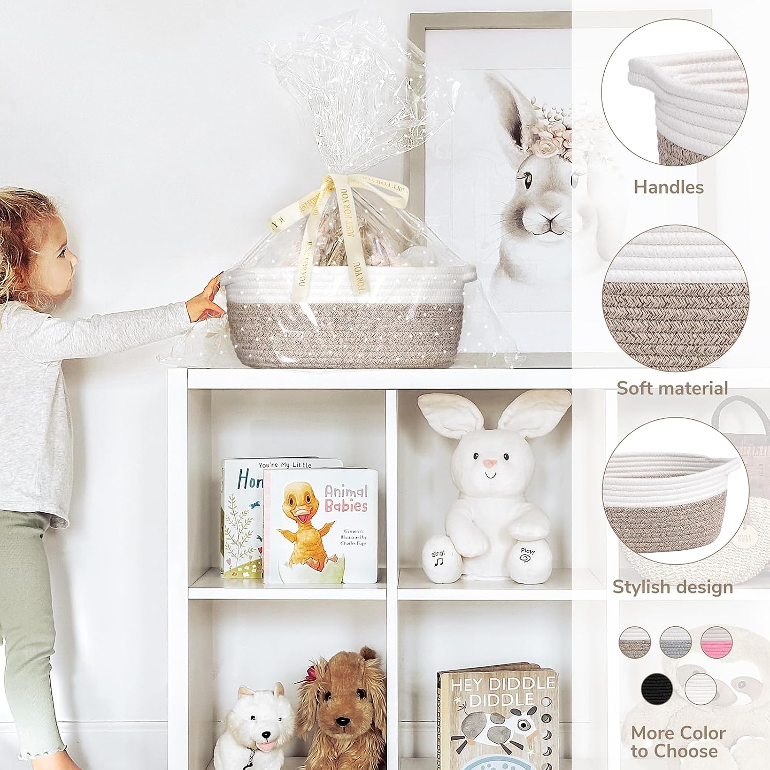 Thumbnail 2 de CHICVITA 02shelfgift-brownCHICVITA Cotton Rope Gift Basket, Brown, 8 L