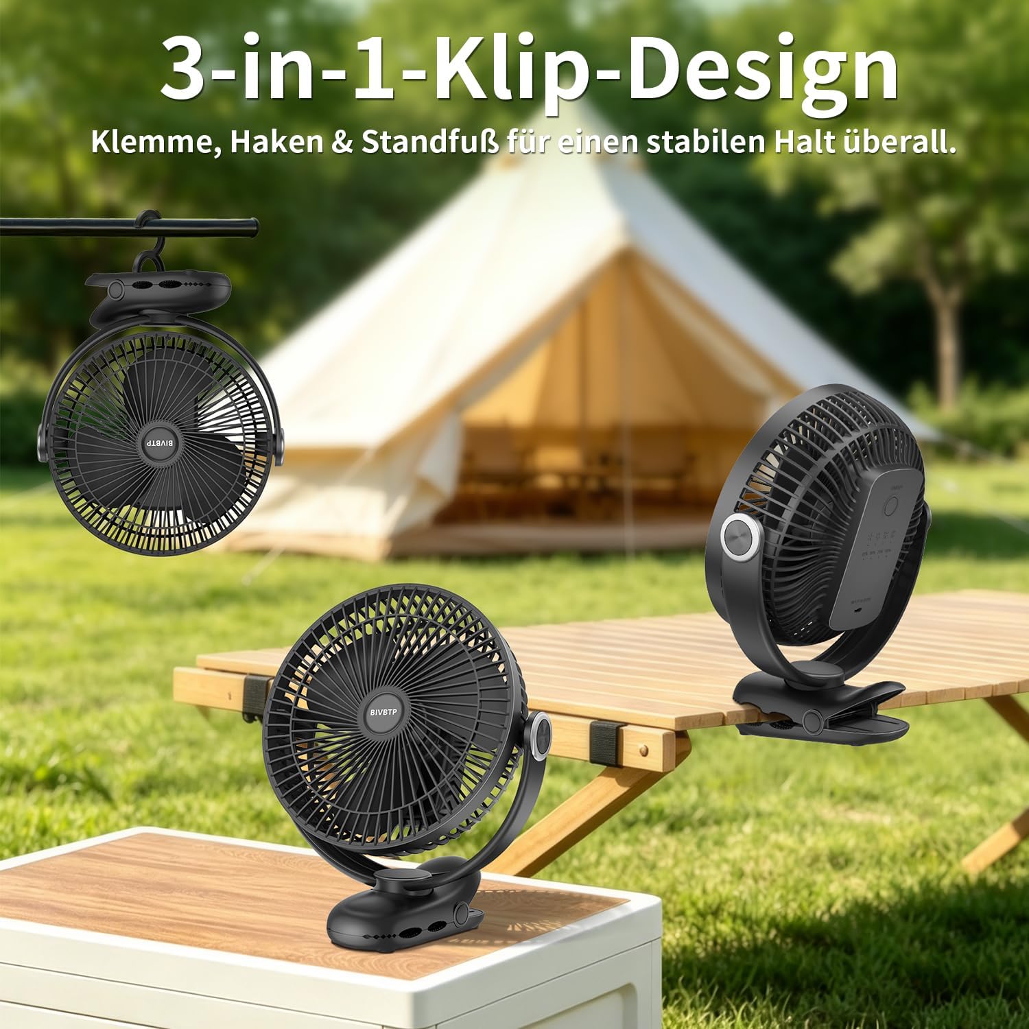 Thumbnail 4 de BIVBTP Rechargeable Portable Fan with 10000mAh Battery and Clip — 8 Inch