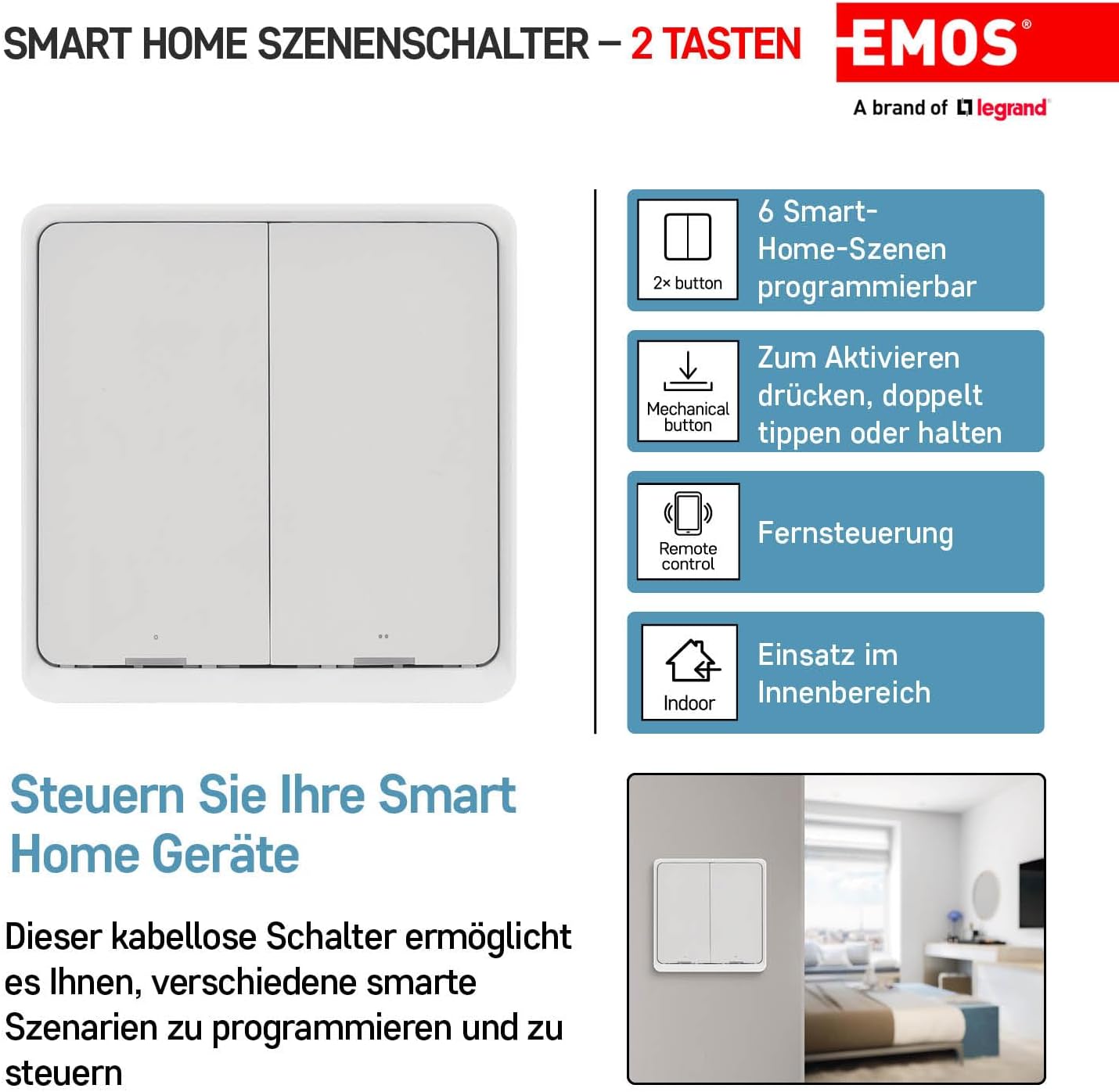 Detalle 2 de EMOS GoSmart Interrupteur de scène, 6 scènes ⚙