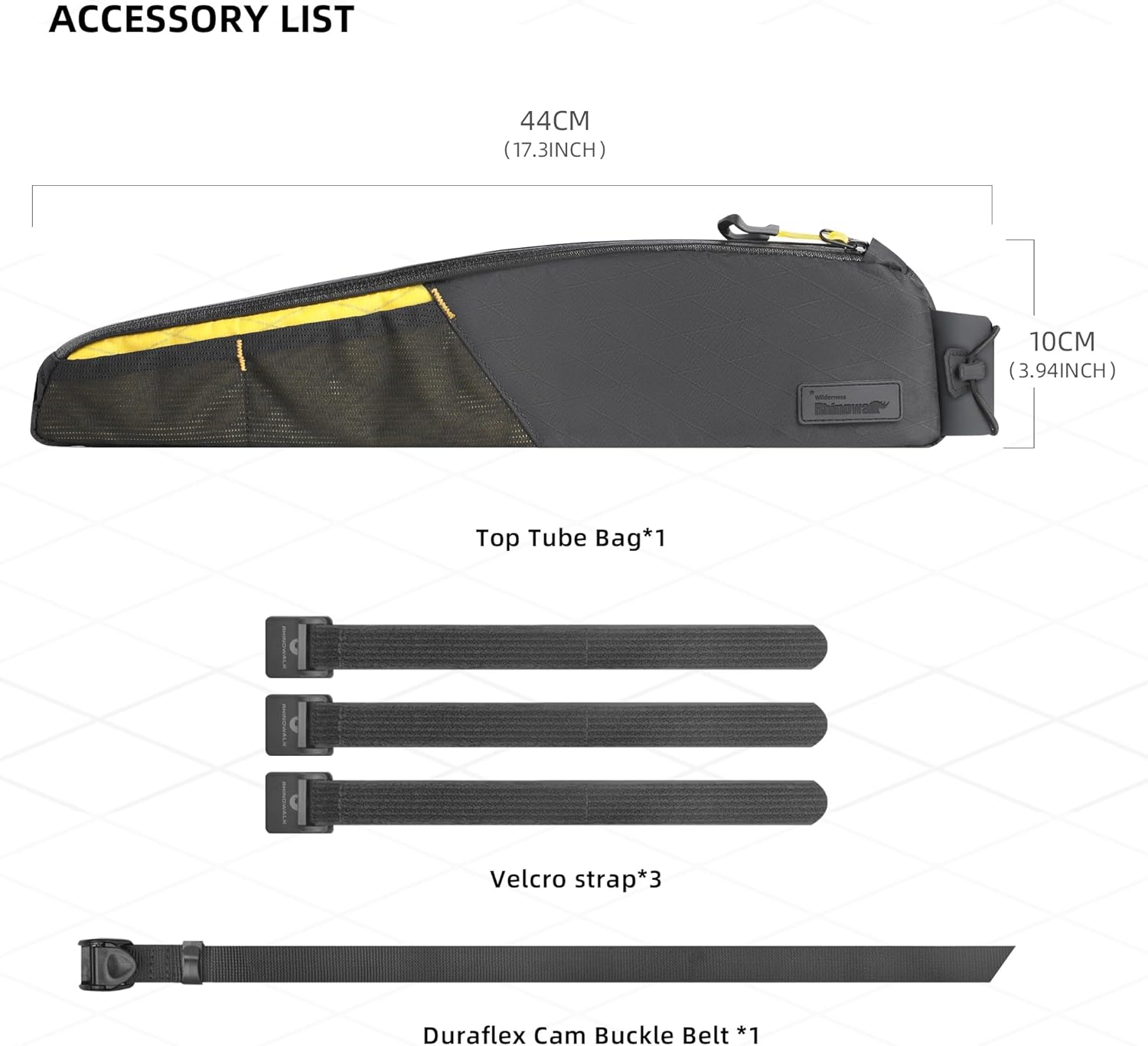 Thumbnail 1 de Rhinowalk Bike Top Tube Bag 2.1L (Waterproof) – Large White frame bag for MTB & road bikes