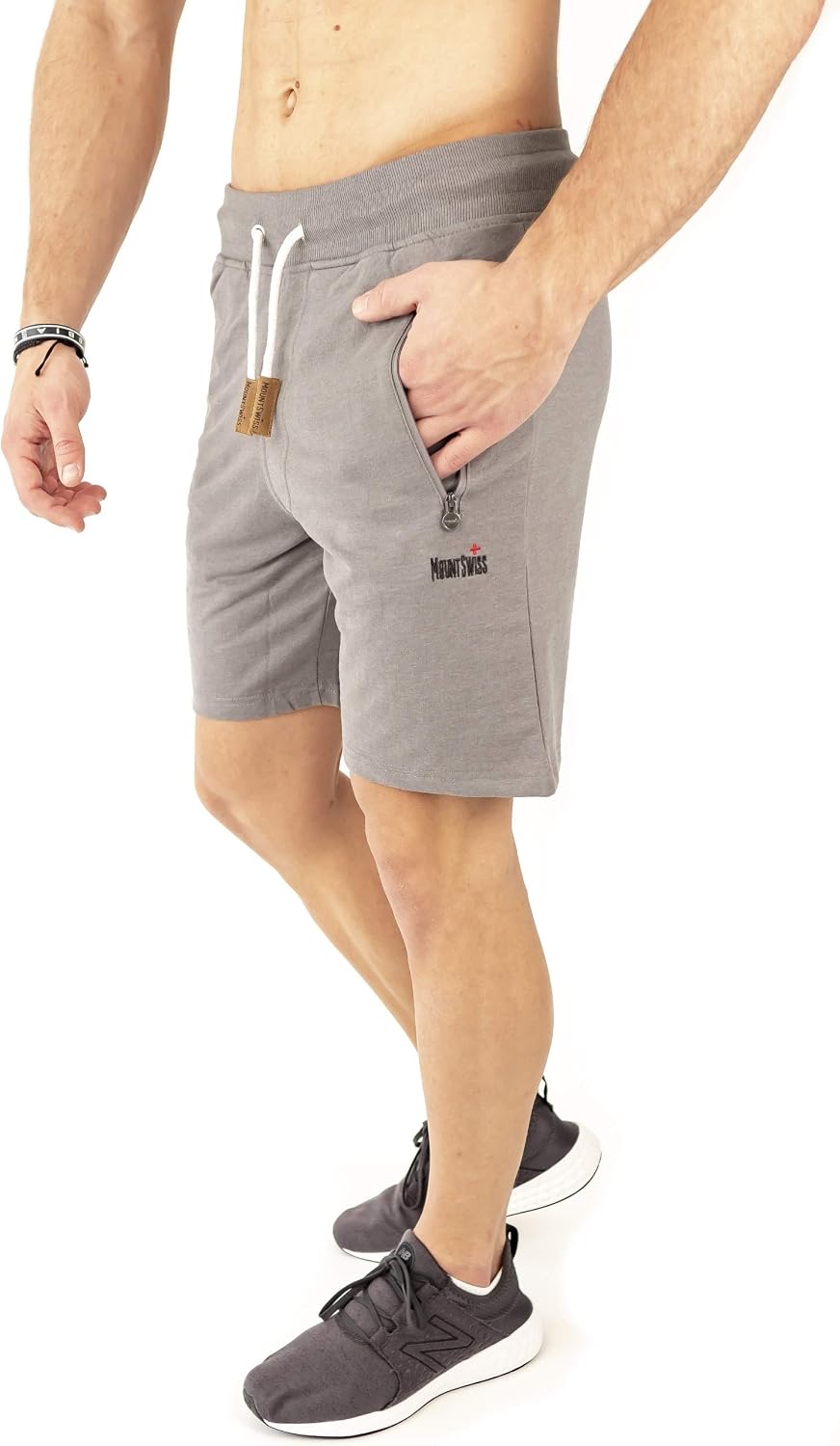 Detalle de Mount Swiss Liam I Kurze Freizeithose Herren – Freizeitsweatshorts mit Reißverschluss-Taschen