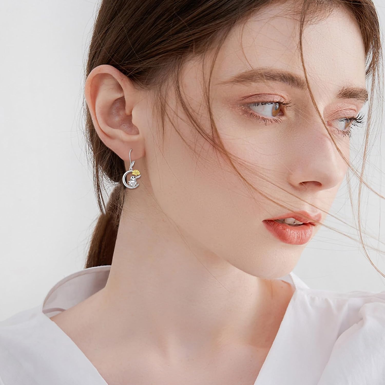 Detalle 2 de Mond Tier Ohrringe aus 925er Sterling Silber – Geistermond mit Tiermotiven