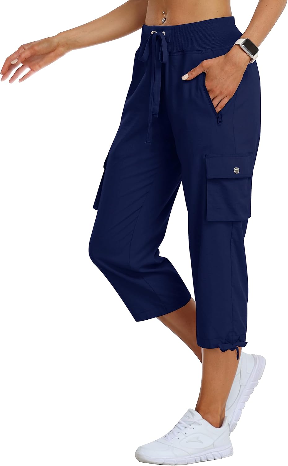 Detalle de MoFiz Women's Cargo Capris Hiking Pants: Lightweight, Quick-Dry Comfort for Outdoor Adventures