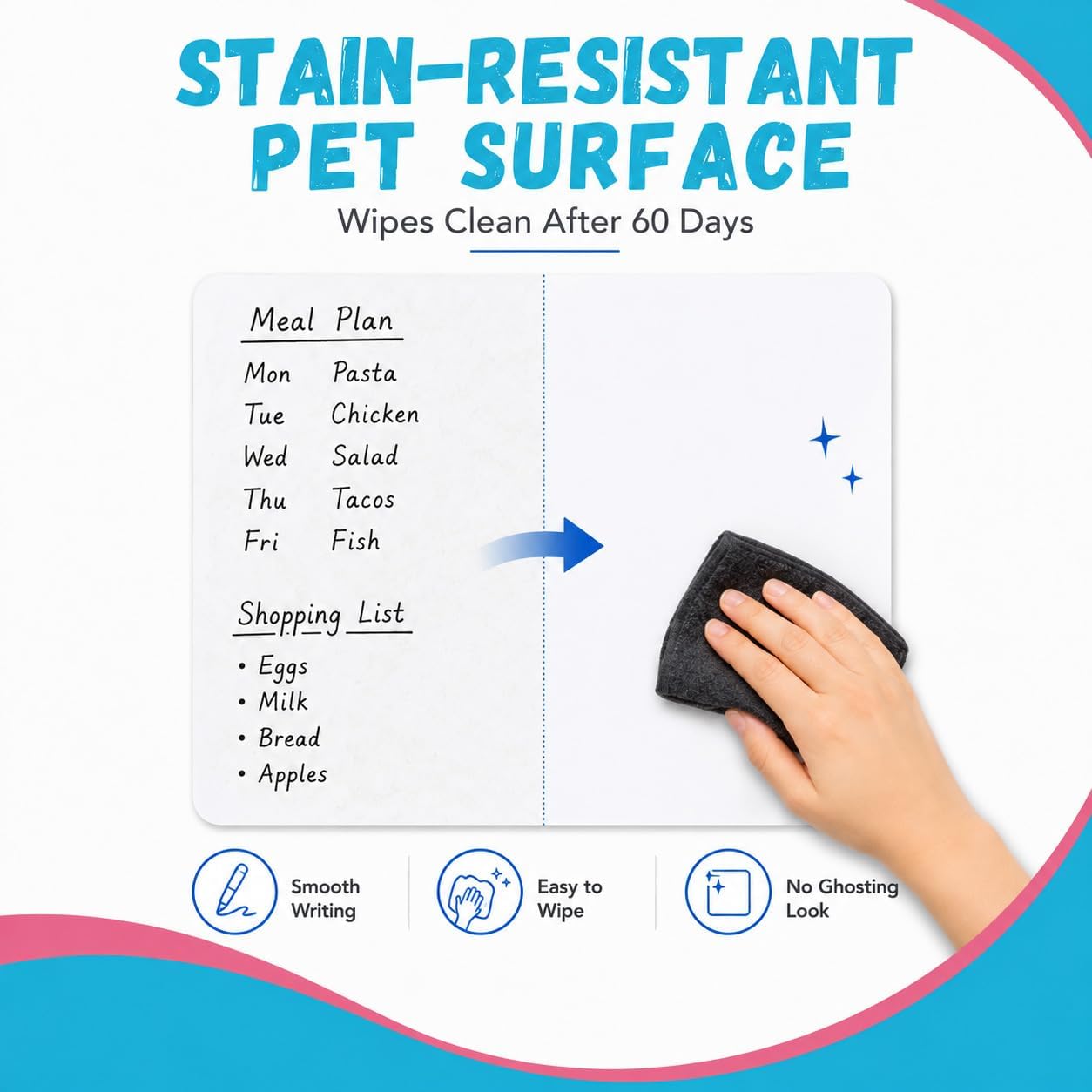 Detalle 2 de HeatPomelo Magnetic Whiteboard Set, 4-Pack 12 x 8 in PET Dry-Erase Sheets
