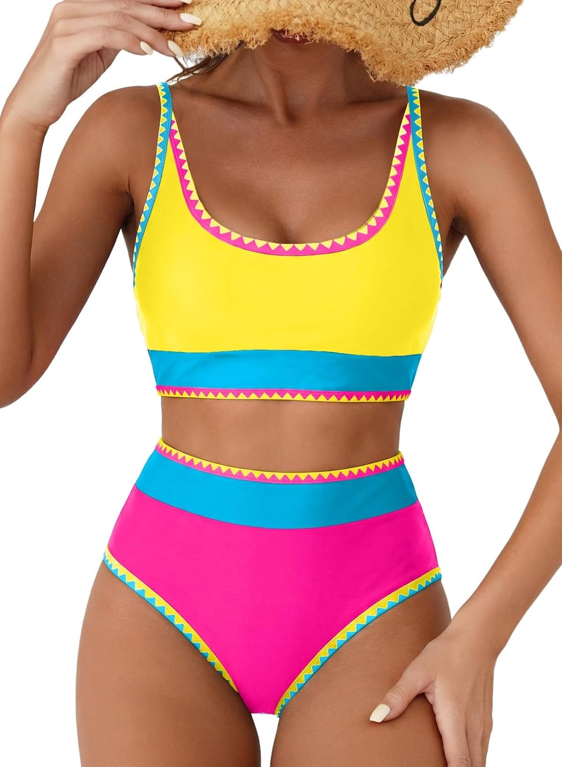 Thumbnail 6 de Herseas Floral Print Whip Stitch 2-Piece High Waisted Bikini Set for Women
