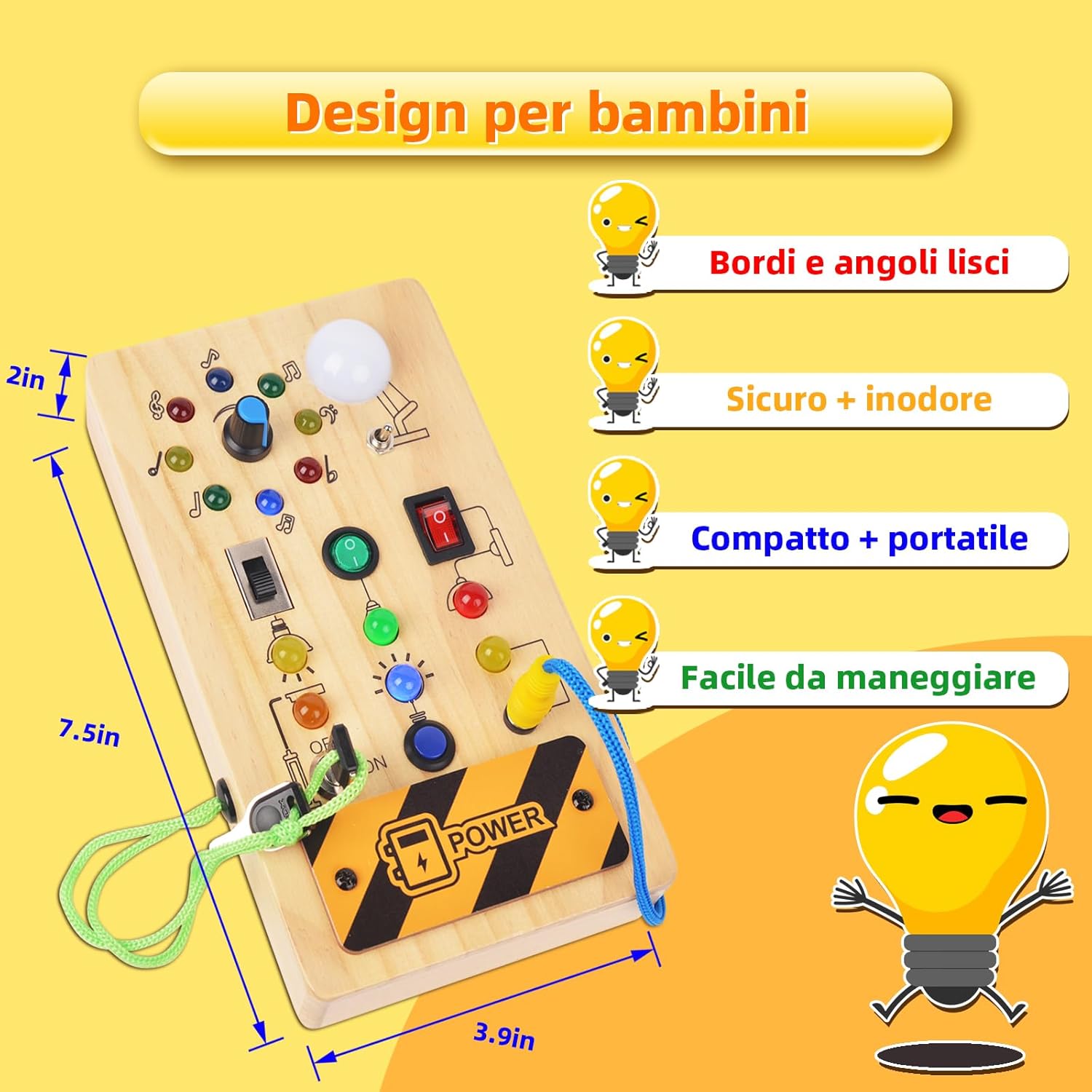 Detalle de Yitical Busy Board Montessori 15 luci LED