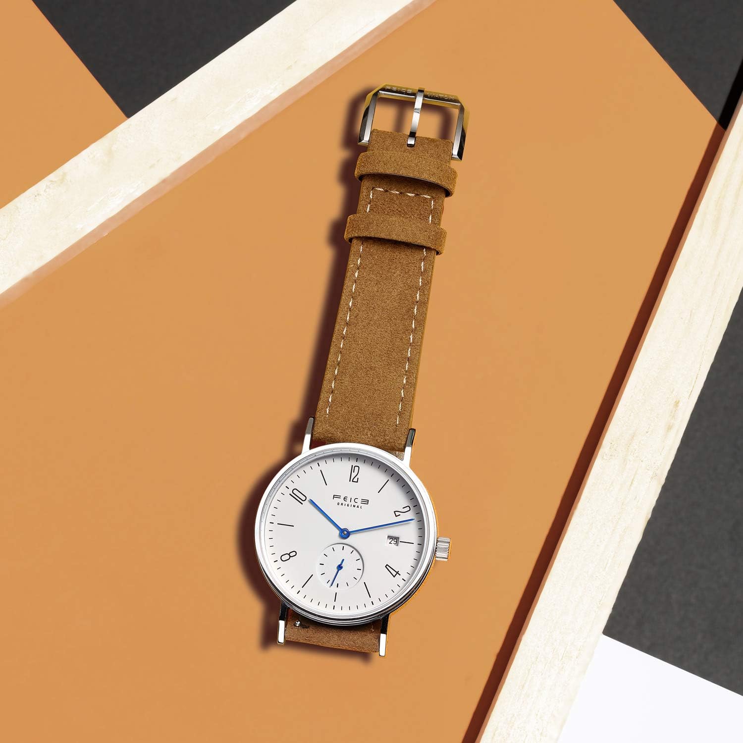 Detalle 2 de FEICE FM201 Orologio automatico unisex con vetro zaffiro e quadrante minimal Bauhaus