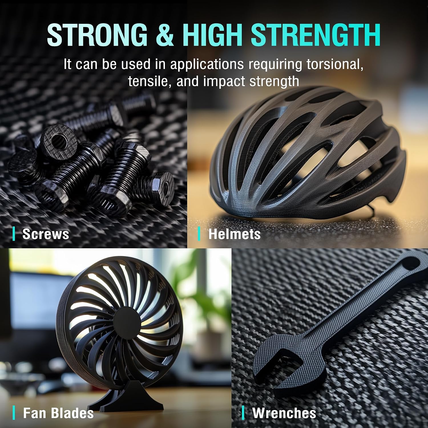Detalle de SUNLU PA6-CF – filament nylonowy do druku 3D, 1,75 mm, 1 kg, 209°C