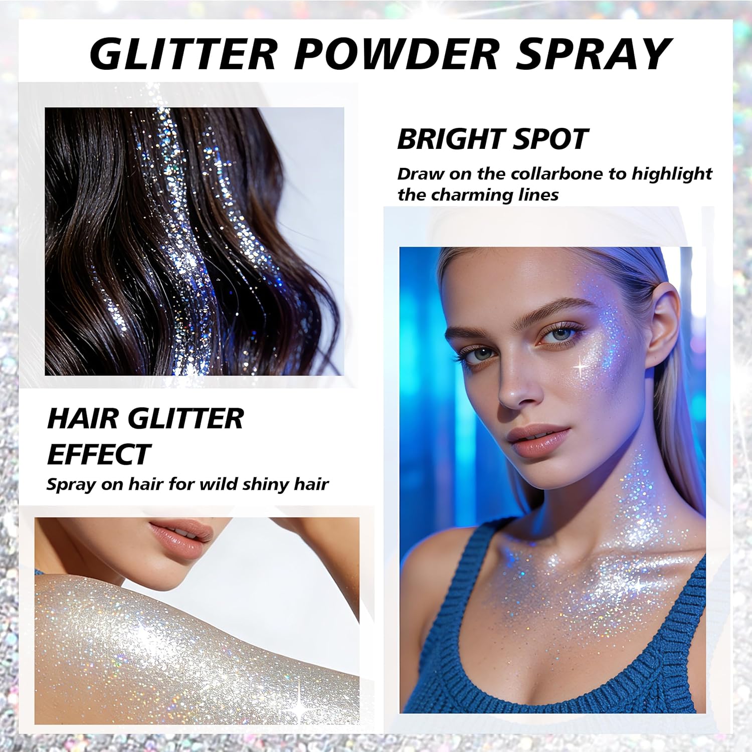 Thumbnail 4 de Glitter Hair Spray & Body Shimmer – Sparkling Spray for Hair and Skin (3.53 Fl Oz)