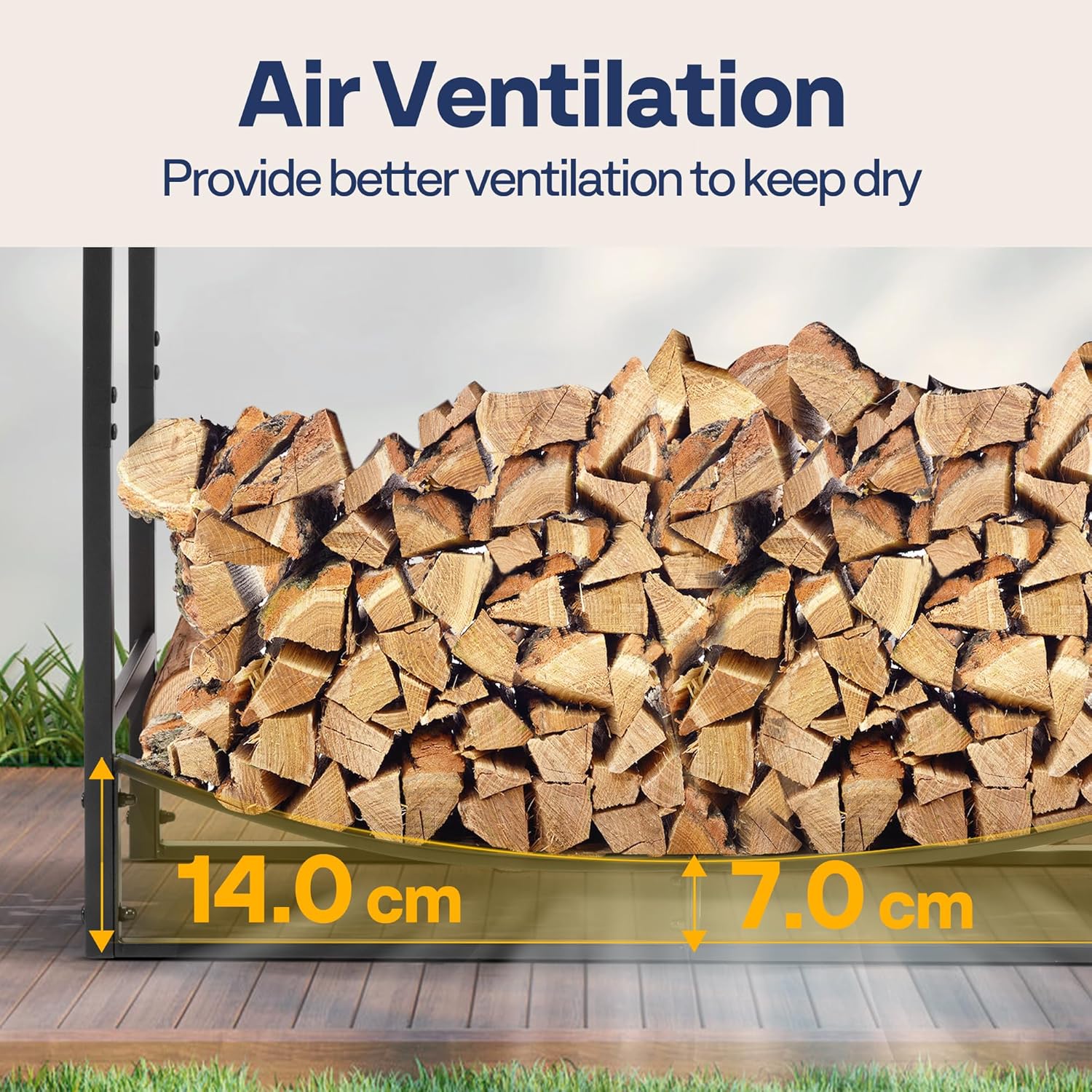 Thumbnail 4 de VIVOHOME 3ft heavy duty firewood rack with kindling holder 🪵