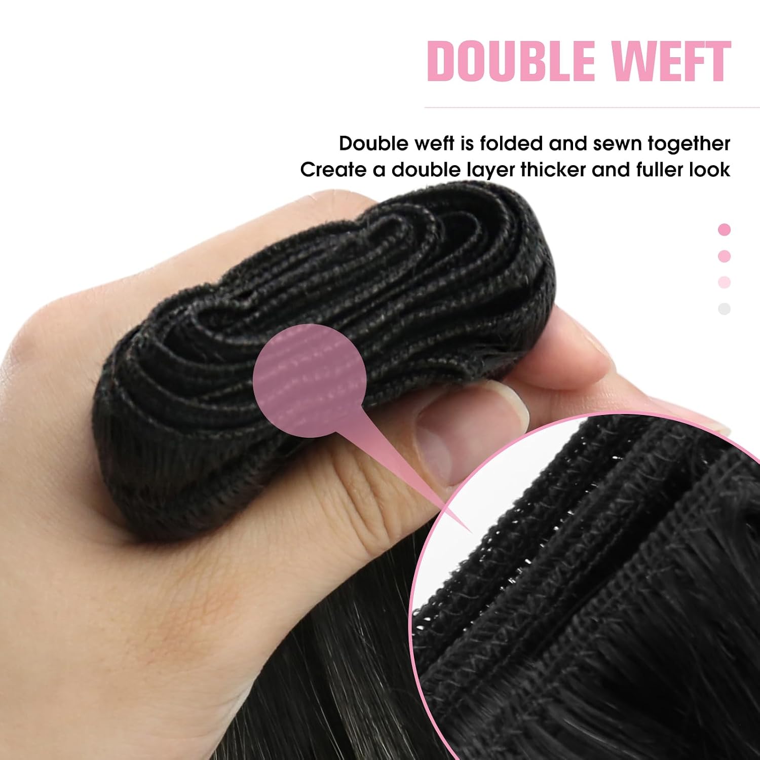 Detalle de YoungSee 60 cm Echthaar-Tressen Ombre – Balayage Extensions zum Einnähen, 100 g, 1B/S/1B