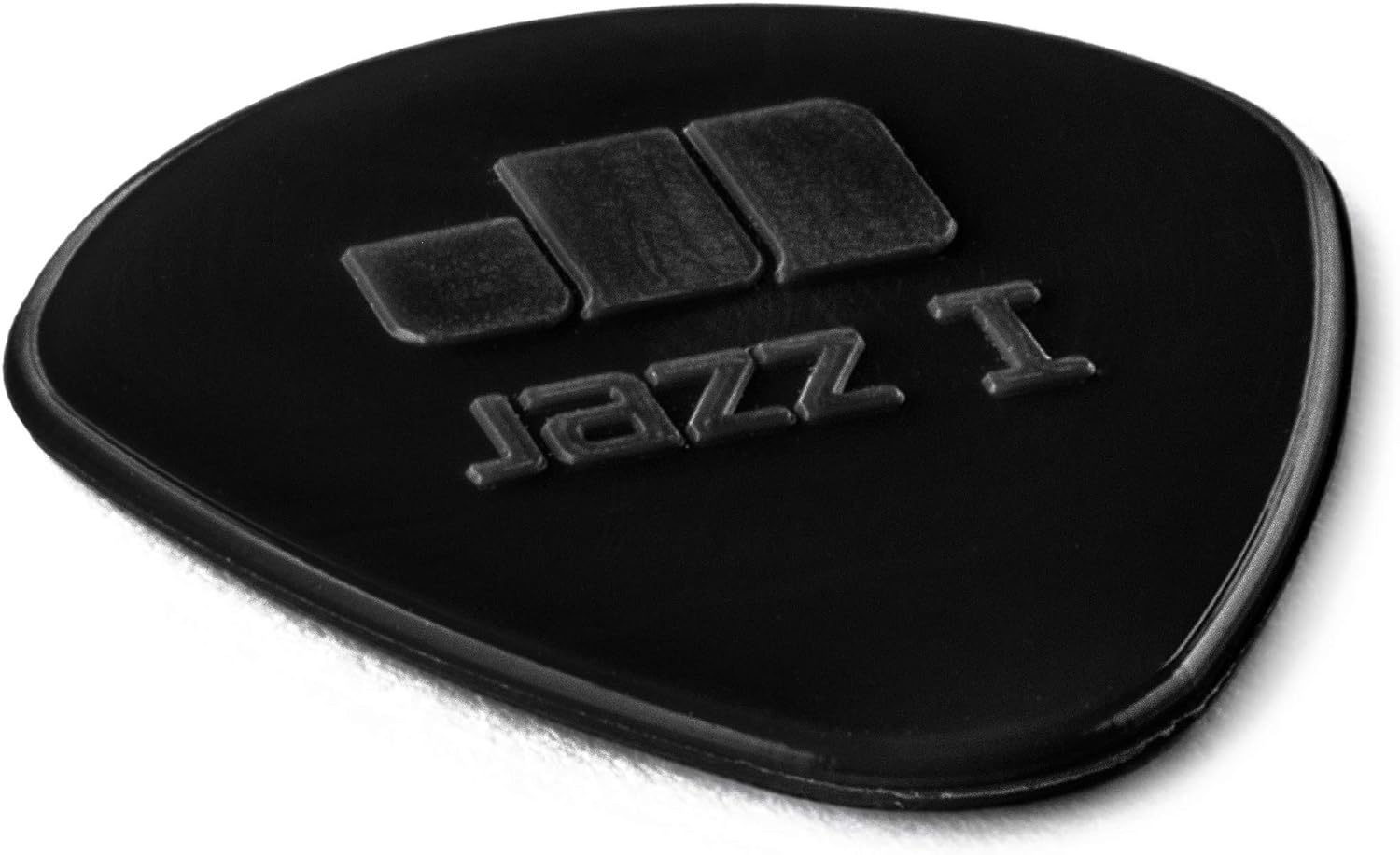 Detalle de Jim Dunlop 47R1S Stiffo-Round gitarrplektrum i svart nylon