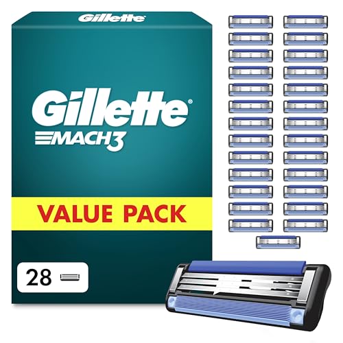 Detalle de Gillette Mach3 Rasierklingen Herren – 28 Original Klingen, Blau