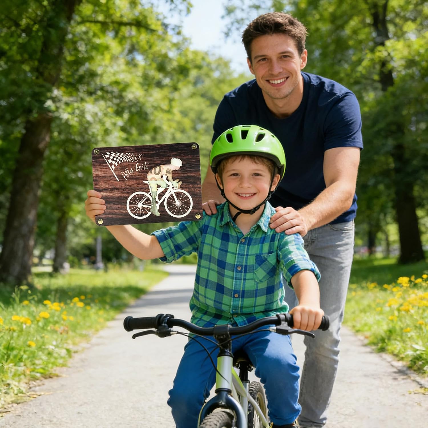 Thumbnail 3 de Mason Life Geldgeschenk Fahrrad Holz – individuelles Geldgeschenk-Set mit Ständer, Schlüsselanhänger und personalisiertem Schild