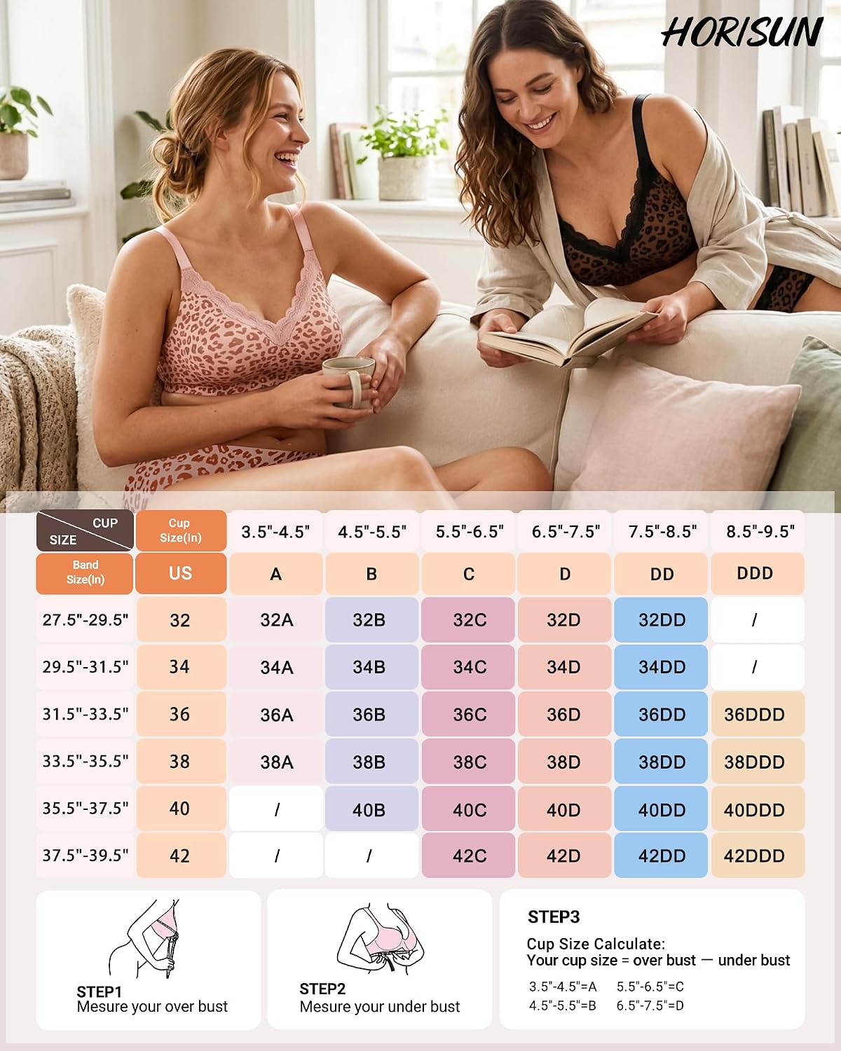 Thumbnail 6 de HORISUN Wireless No Underwire Bra for Women with V-Neck Lace Trim: Jelly Supportive Seamless Bralette
