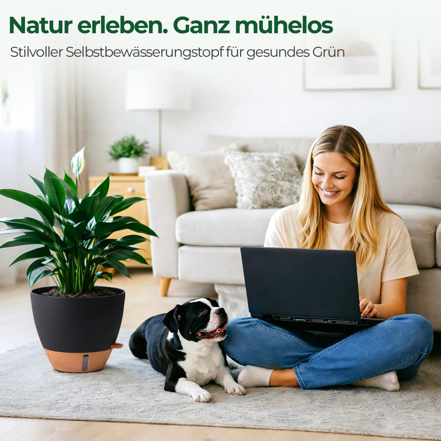 Detalle 2 de T4U 2er Set Selbstbewässernder Blumentopf 25 cm