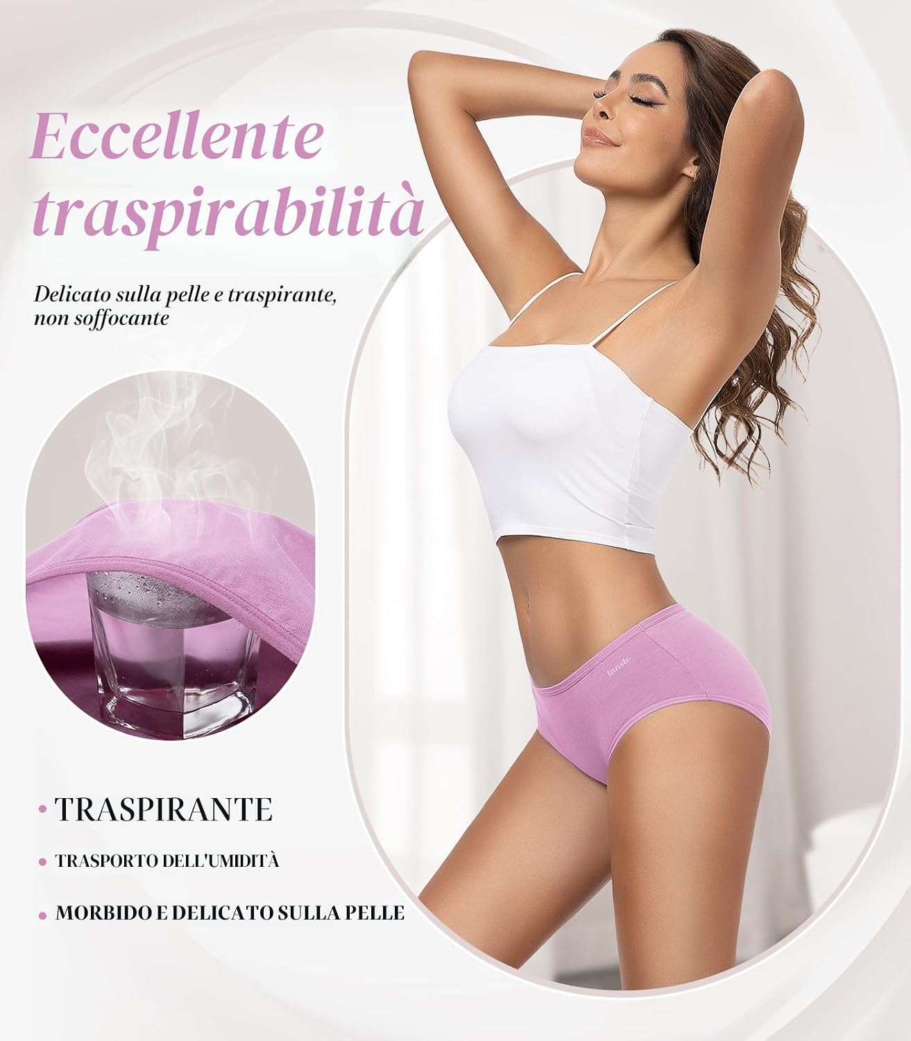 Detalle 2 de TANSTC Mutande donna in cotone 6 slip
