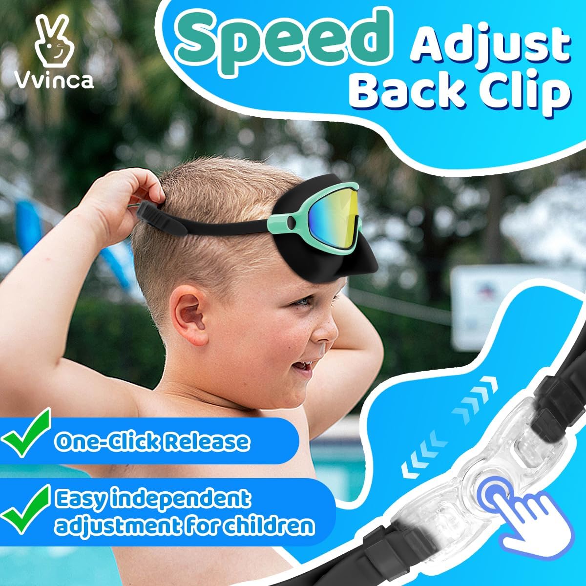 Thumbnail 6 de Vvinca 2-Pack Swim Goggles with Nose Cover for Kids — Wide View, Anti-Fog, UV Protection