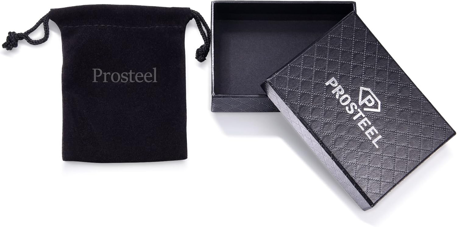 Thumbnail 5 de PROSTEEL Orecchini a cerchio donna in acciaio inox 316L placcato oro 18K, colorazione argento/nero, confezione regalo