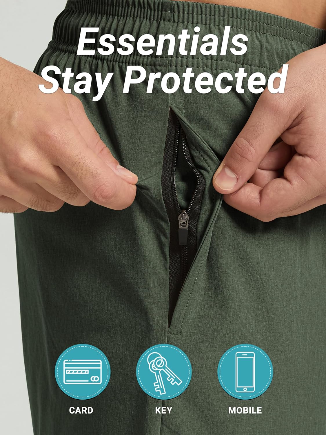 Detalle de Arcweg 2-in-1 Men's Swim Trunks with Compression Liner and Zipper Pockets