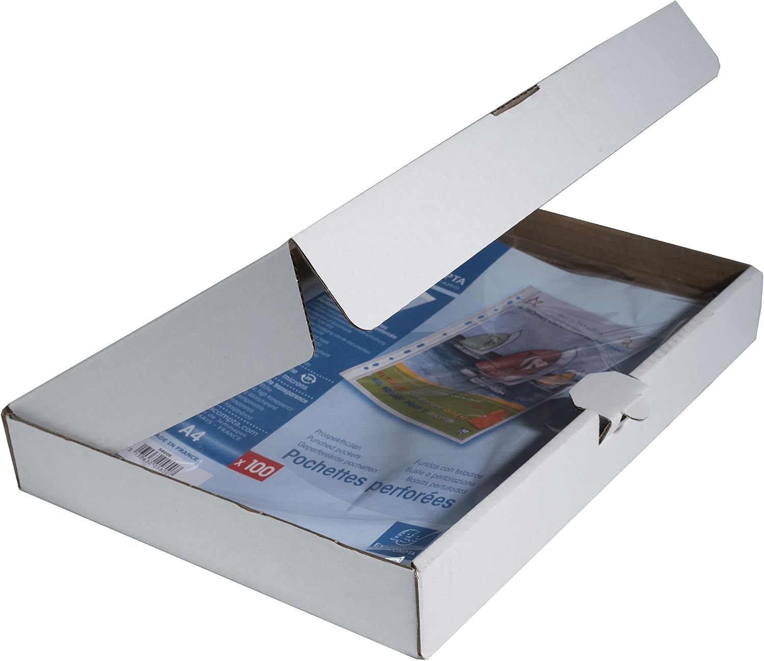 Detalle de Exacompta 5800E – Boîte de 100 pochettes perforées en Polypropylène, A4, 2 ouvertures