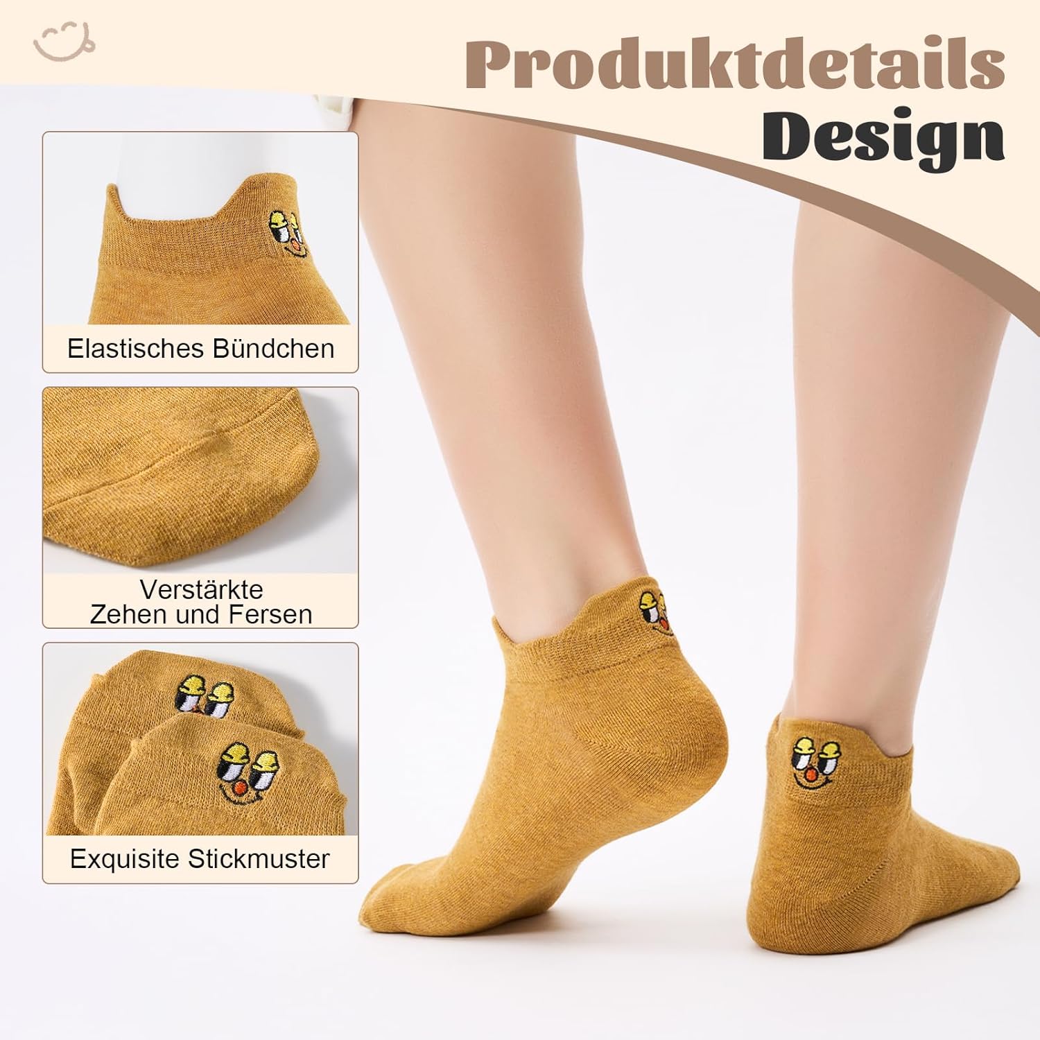 Thumbnail 4 de Effeet Lustige Sneaker Socken Damen – 10 Paar bunte Kurzsocken (Gr. 35–42) aus atmungsaktiver Baumwolle