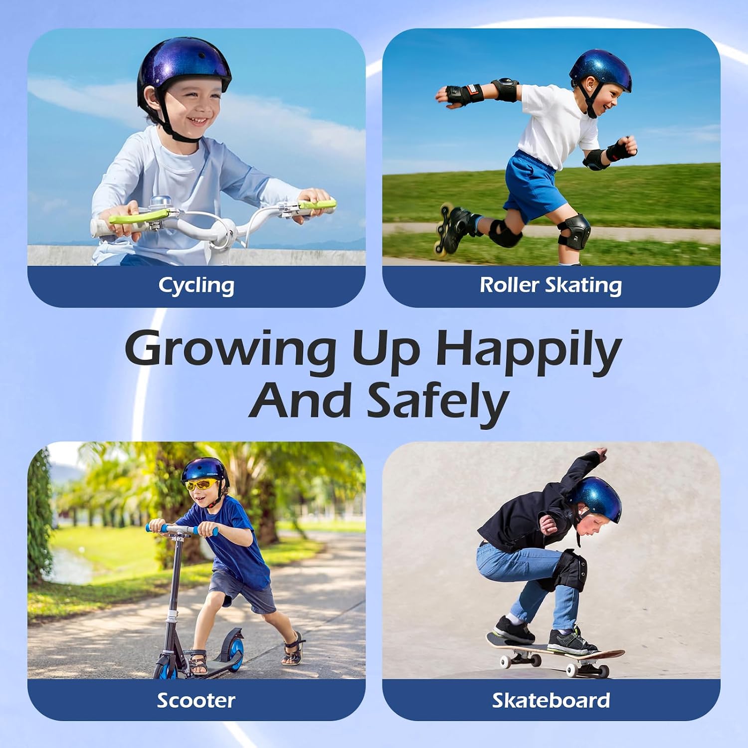 Detalle de Odoland Kids Bike Helmet: Adjustable, Ventilated Safety for 3–8 Year Olds