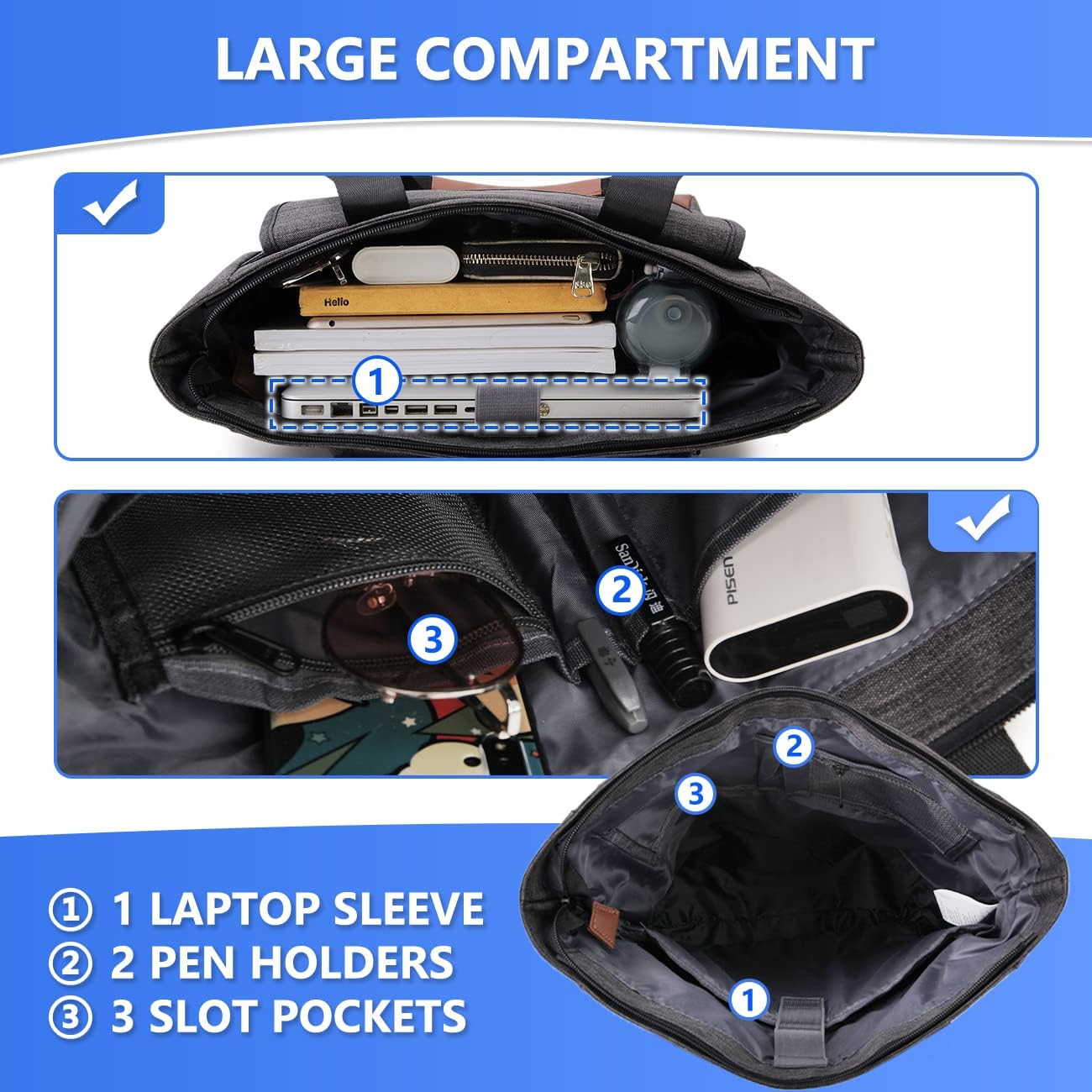 Detalle de VX VONXURY Laptop Backpack for Men: Water-Resistant 15.6-Inch Tote Convertible Bag