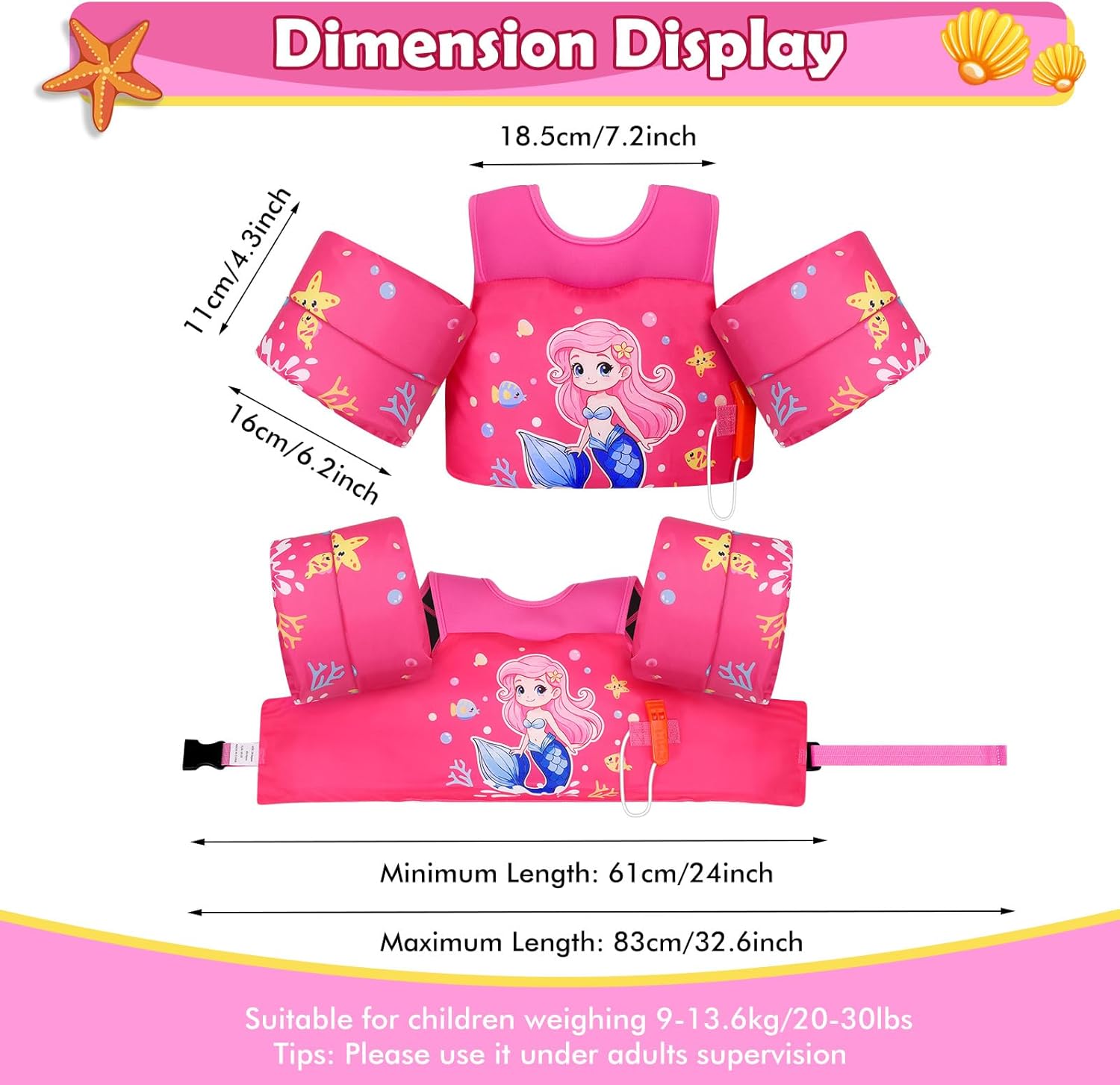 Thumbnail 3 de MoKo Toddler Swim Vest for Kids 13-30/20-50/22-66 lbs: Safe, Easy-Fit Water Wings