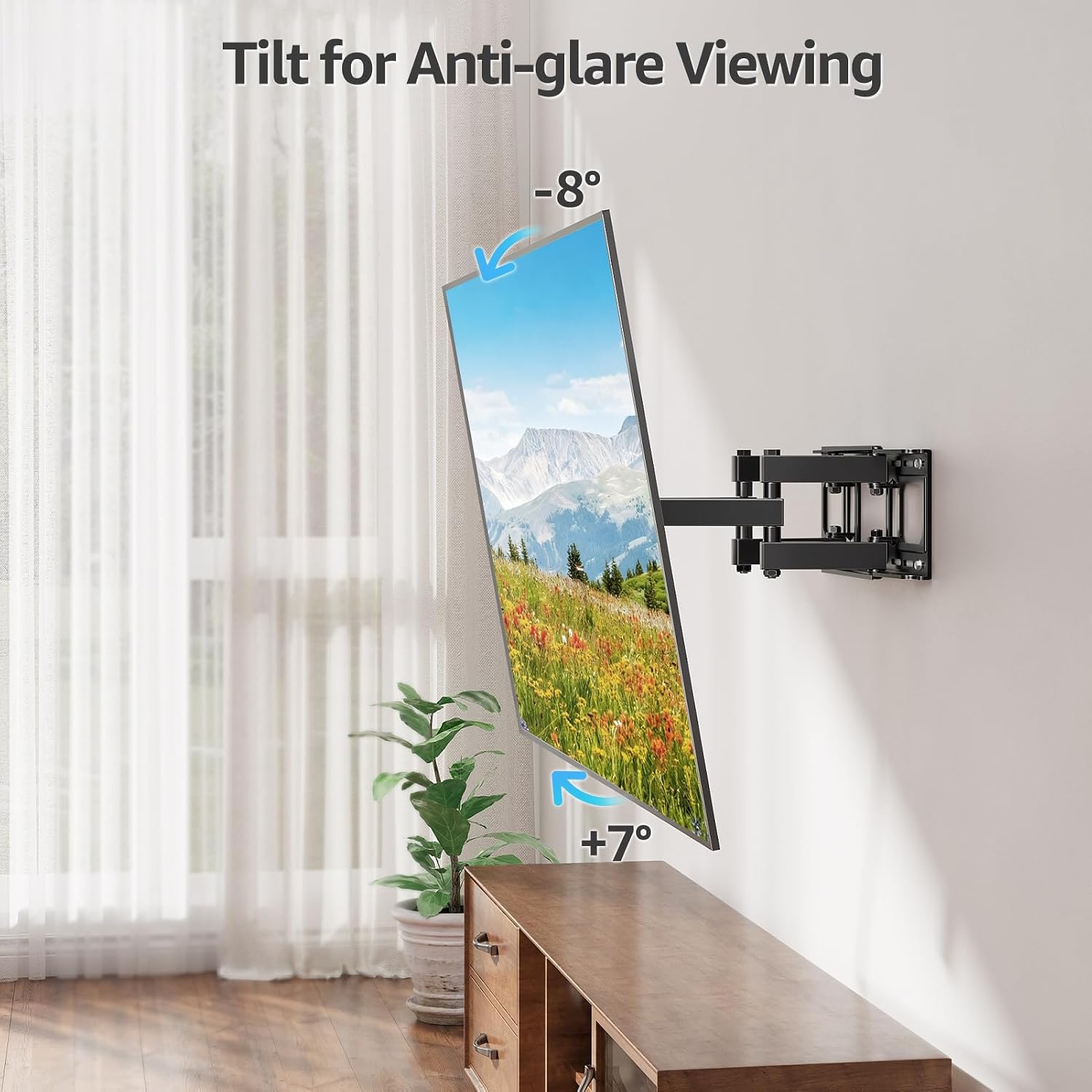 Detalle de MOUNTUP Full Motion TV Wall Bracket for 37–82 Inch TVs (Heavy Duty, Dual Arms, Swivel & Tilt) with Uploads up to 50kg