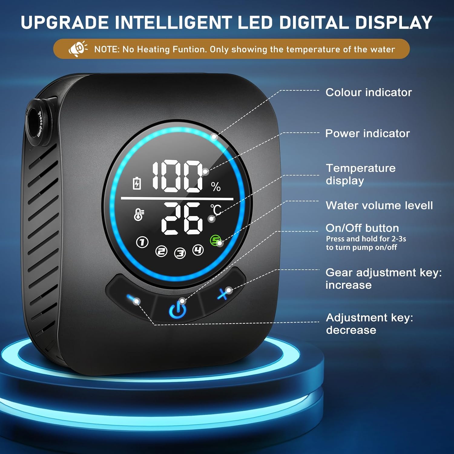 Detalle de Spopal Camping Shower (8000mAh rechargeable) with LED display, 4 spray modes and IPX8 waterproof kit