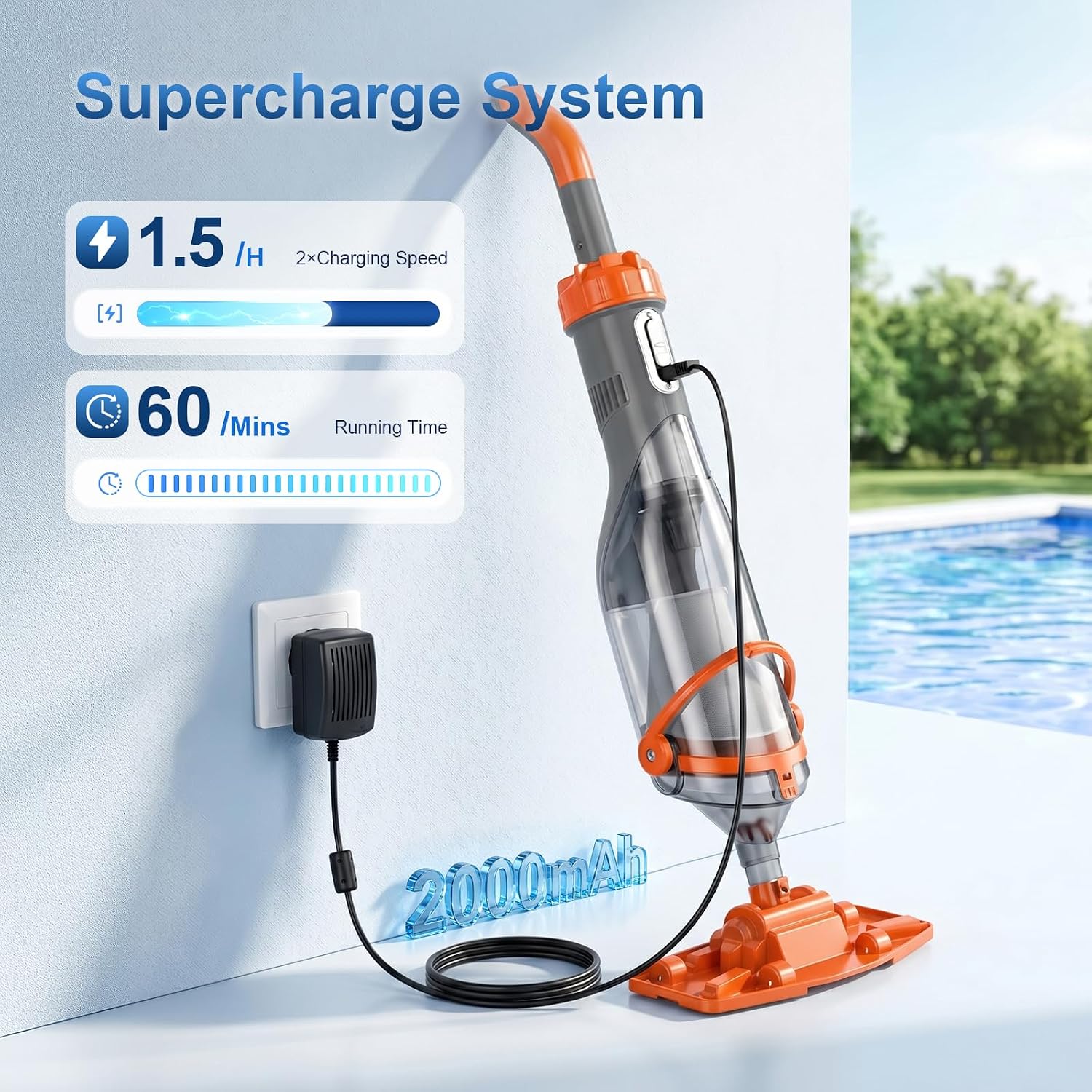 Detalle 1 de COWSAR Pool Vacuum, 60-Minute Runtime