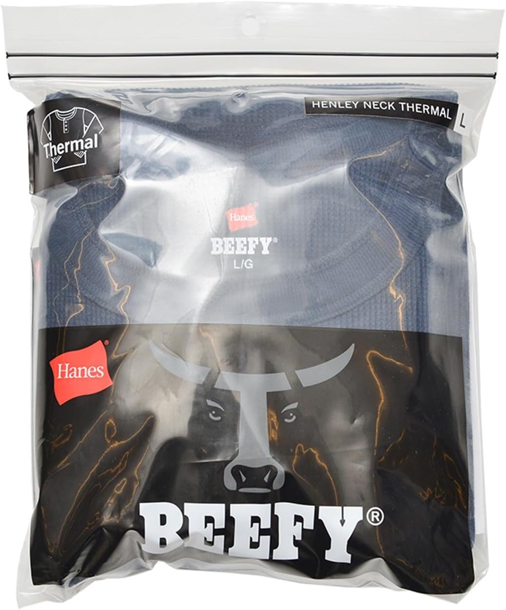 Thumbnail 6 de Hanes BEEFY HM4-S104-090 サーマルヘンリーネック長袖Tシャツ ワッフル生地