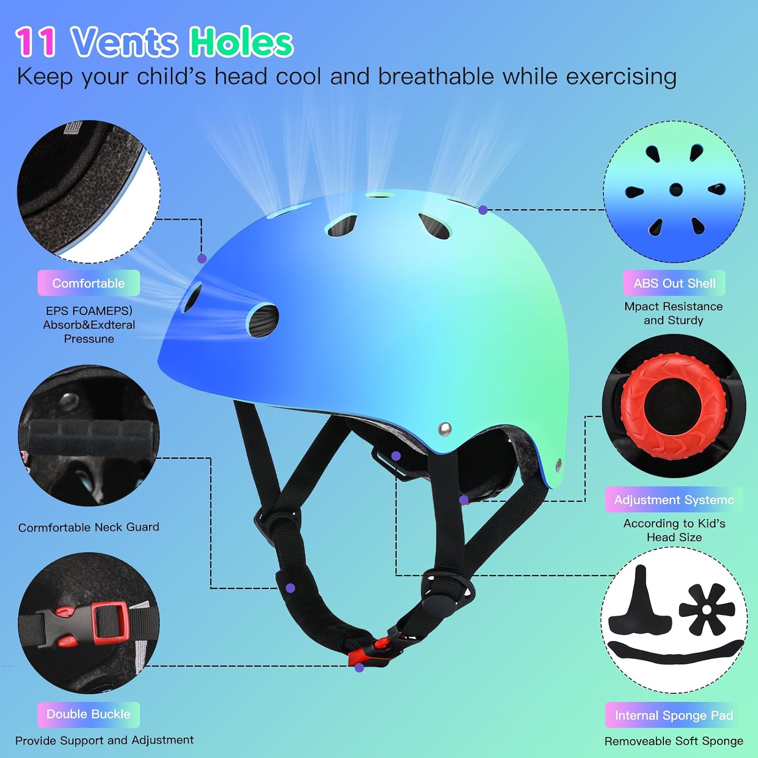 Thumbnail 4 de ArgoHome MD-710-S-Blue Kids Bike Helmet Set with Adjustable Fit and Pads