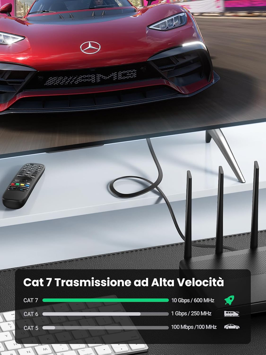 Thumbnail 1 de UGREEN Cavo Ethernet LAN RJ45 Piatto Cat 7 10 Gbps 2m: prestazioni elevate e design pratico