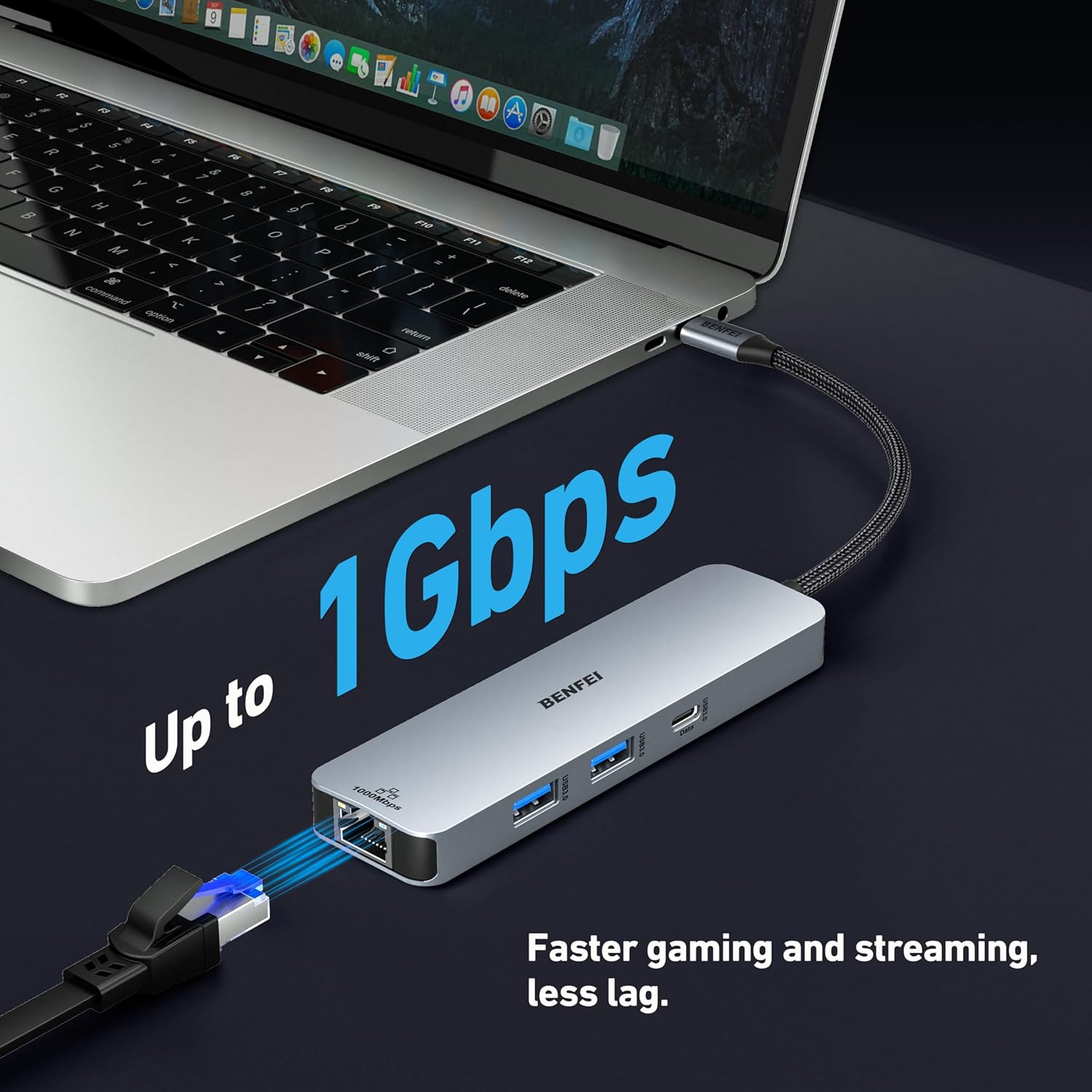 Thumbnail 5 de BENFEI 6in1 USB‑C Hub mit HDMI 4K60Hz, PD 100W, Gigabit Ethernet und 3 USB‑Ports – ideal für MacBook Pro/Air, iPad & Co.