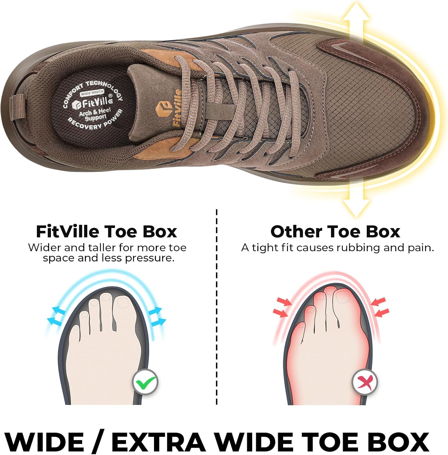 Detalle 2 de FitVille Wanderschuhe Herren Extra Breit – wasserdichte Trekkingschuhe für Trekking, Walken & Stadtwege