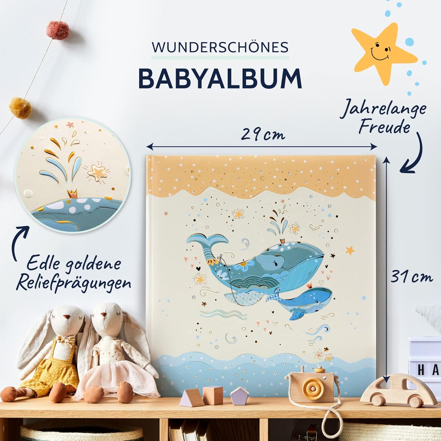 Thumbnail 1 de goldbuch 15 395 Babyalbum Blue Whale – Babybuch mit Wal-Motiv, 30 x 31 x 4 cm