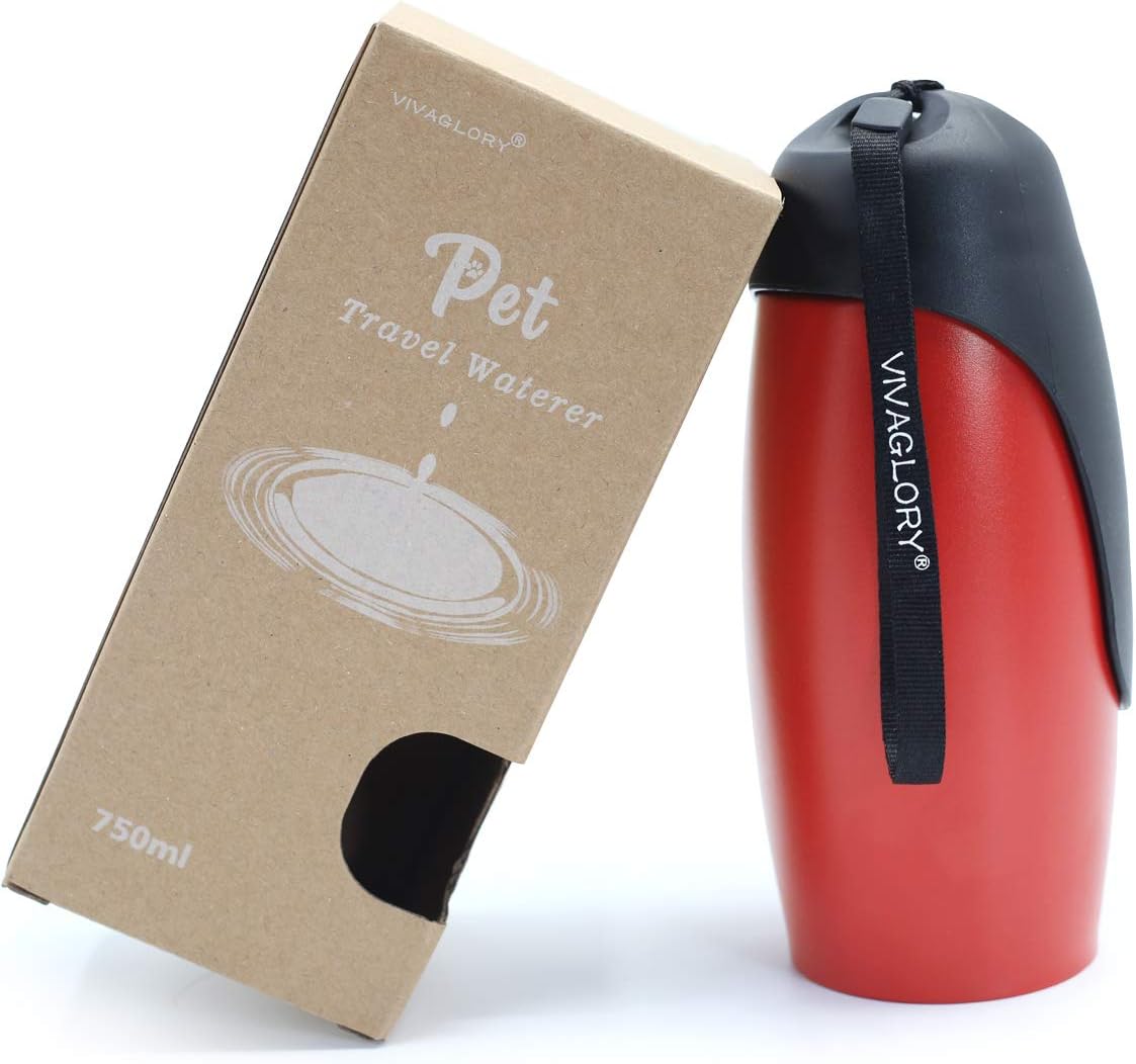 Detalle 2 de VIVAGLORY Pawhike Hundetrinkflasche – 750 ml Edelstahl, auslaufsicher, tragbar