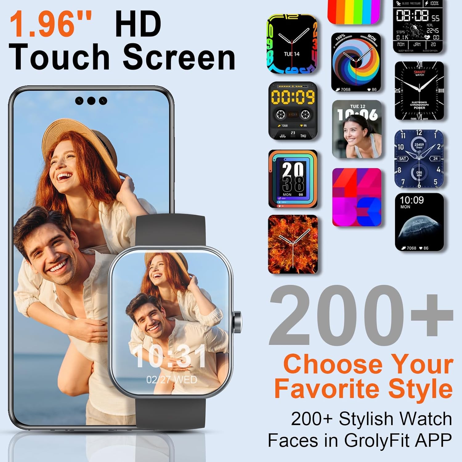 Thumbnail 1 de Smartwatch 2026 da Uomo e Donna con schermo 1,96" e chiamate dal polso (GloryFit, IP68)