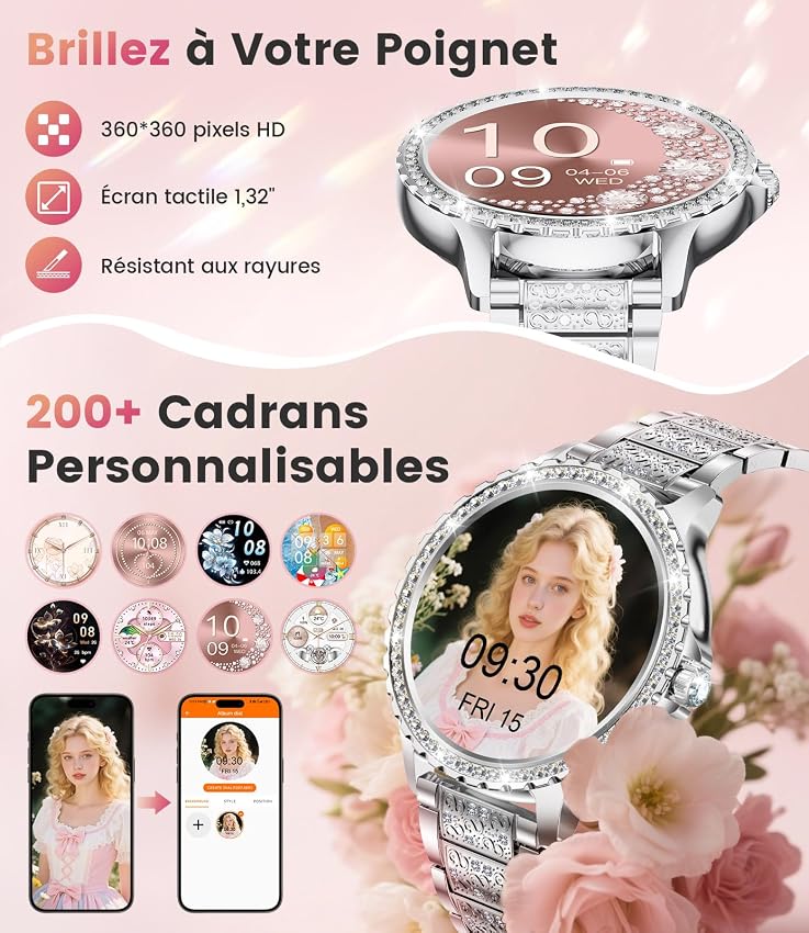 Detalle 2 de Montre Connectée Femme 1,32" HD