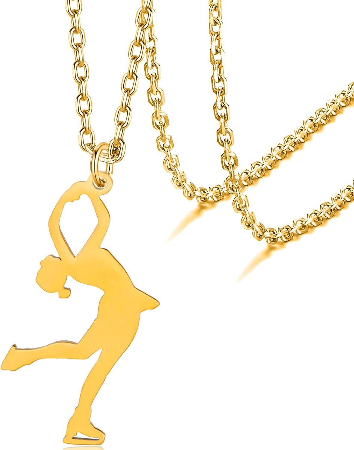 Detalle de VASSAGO Eiskunstlauf Halskette – Damen, Teenager, Edelstahl, Skater Anhänger