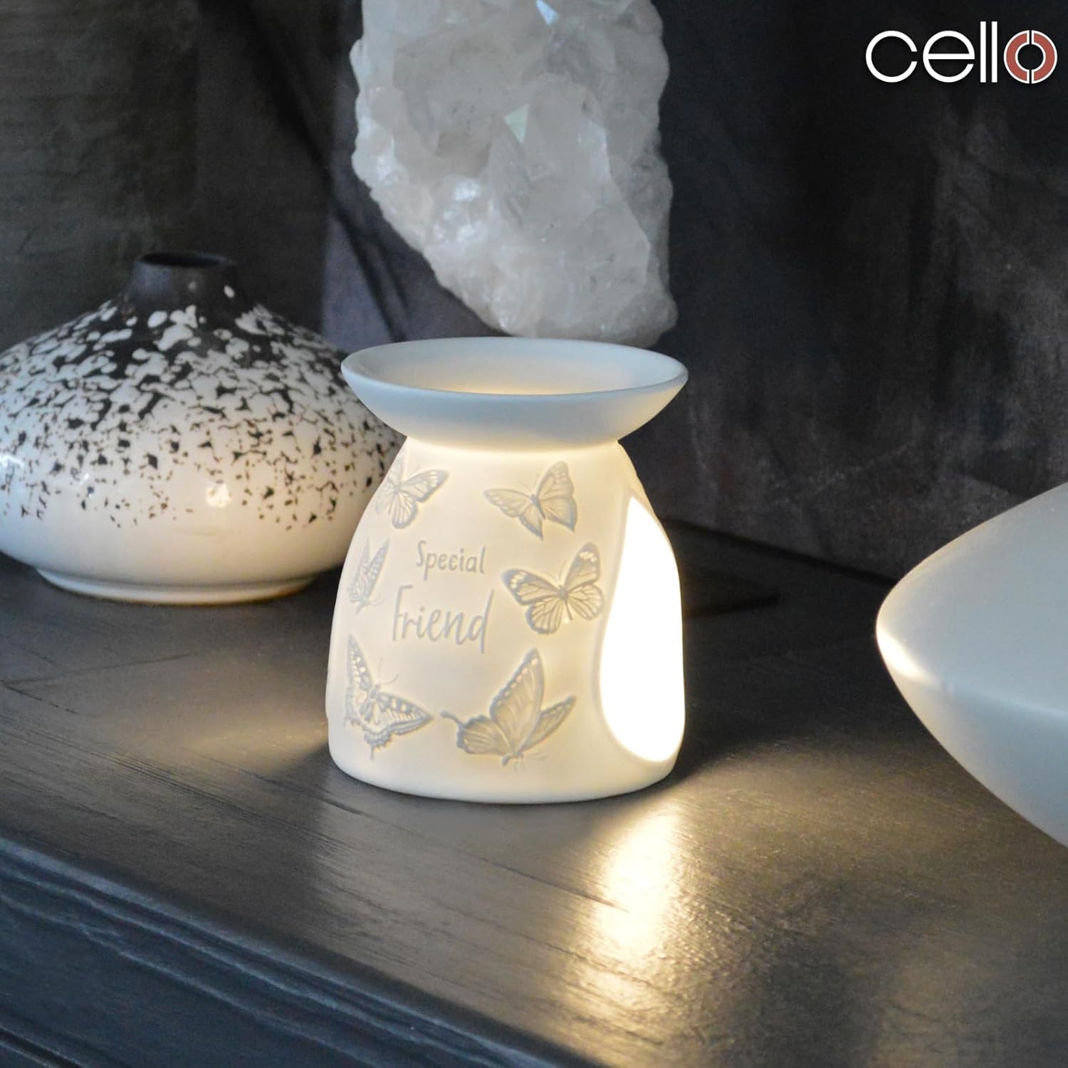 Thumbnail 2 de Cello Special Friend Tealight Wax Melt & Oil Burner with Butterfly Ornament