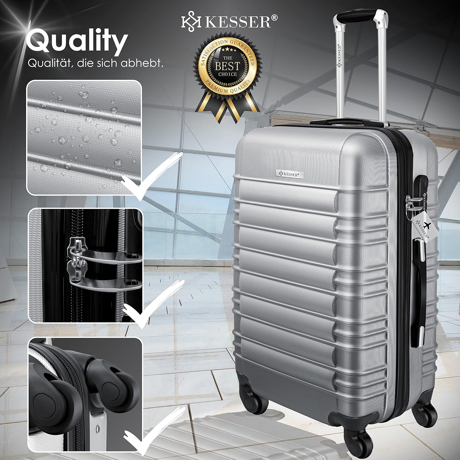 Detalle de KESSER® Set de 4 Maletas Rígidas con Accesorios ✈