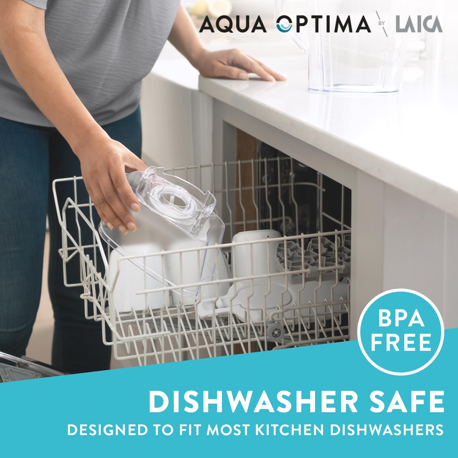 Thumbnail 3 de Aqua Optima Liscia 2.5L Water Filter Jug with 3 Evolve+ Cartridges (Fridge & dishwasher friendly) - White