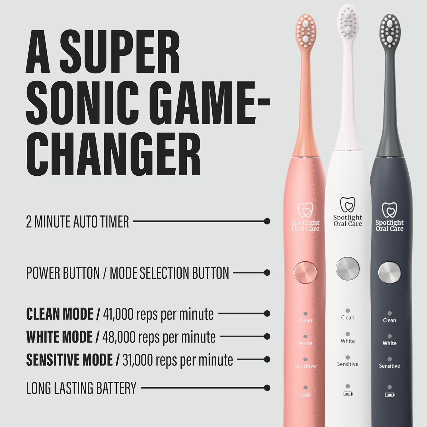 Thumbnail 3 de Spotlight Oral Care Sonic Electric Toothbrush (Made by Dentists) – Up to 70-Day Battery, 3 Speed Settings