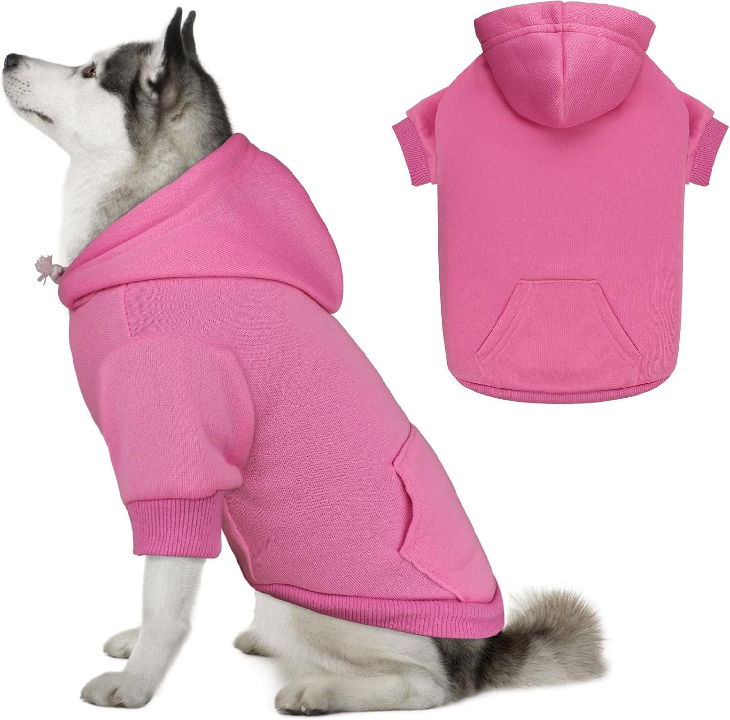Detalle de QDYU QDYU971854 Dog Hoodie for Large Dogs, Pink Brushed Fleece with Pocket
