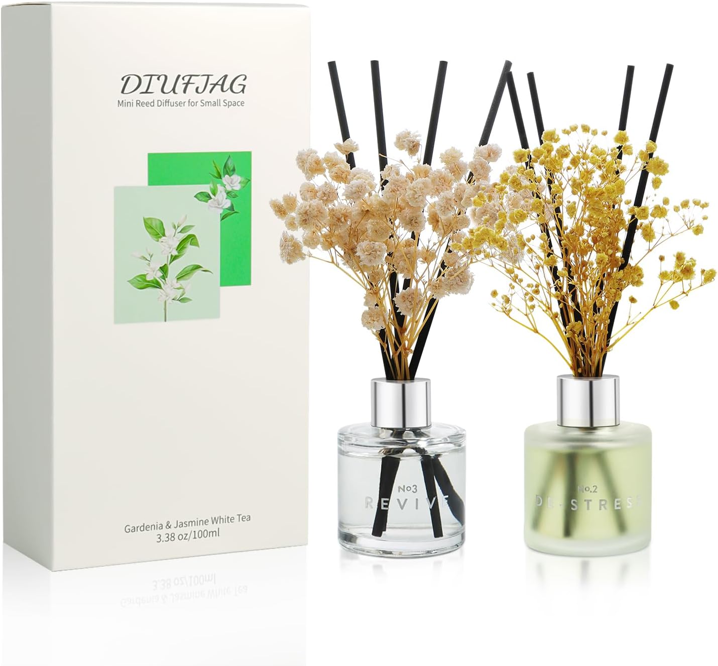 Detalle de DIUFJAG Diffuser-50ml-Jasm Tea Gardenia geurstokjes, 2 x 50 ml