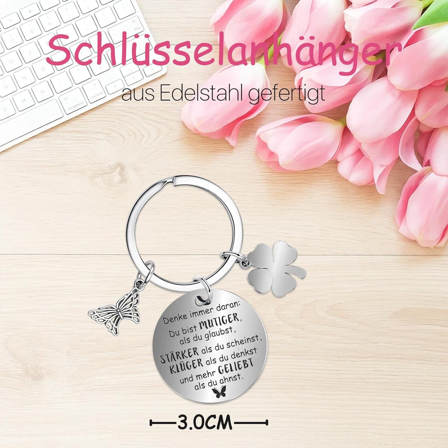 Thumbnail 4 de Farbeele Positive Schmetterling & Glücksbringer-Schlüsselanhänger (Pocket Hug) als Mutmacher-Geschenk